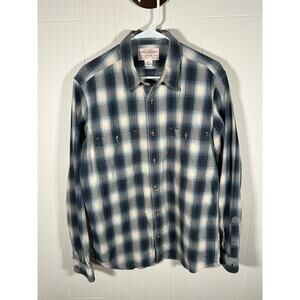 CC Filson Garment Shirt Mens Medium Blue Plaid Long Sleeve 100% Cotton Gorpcore
